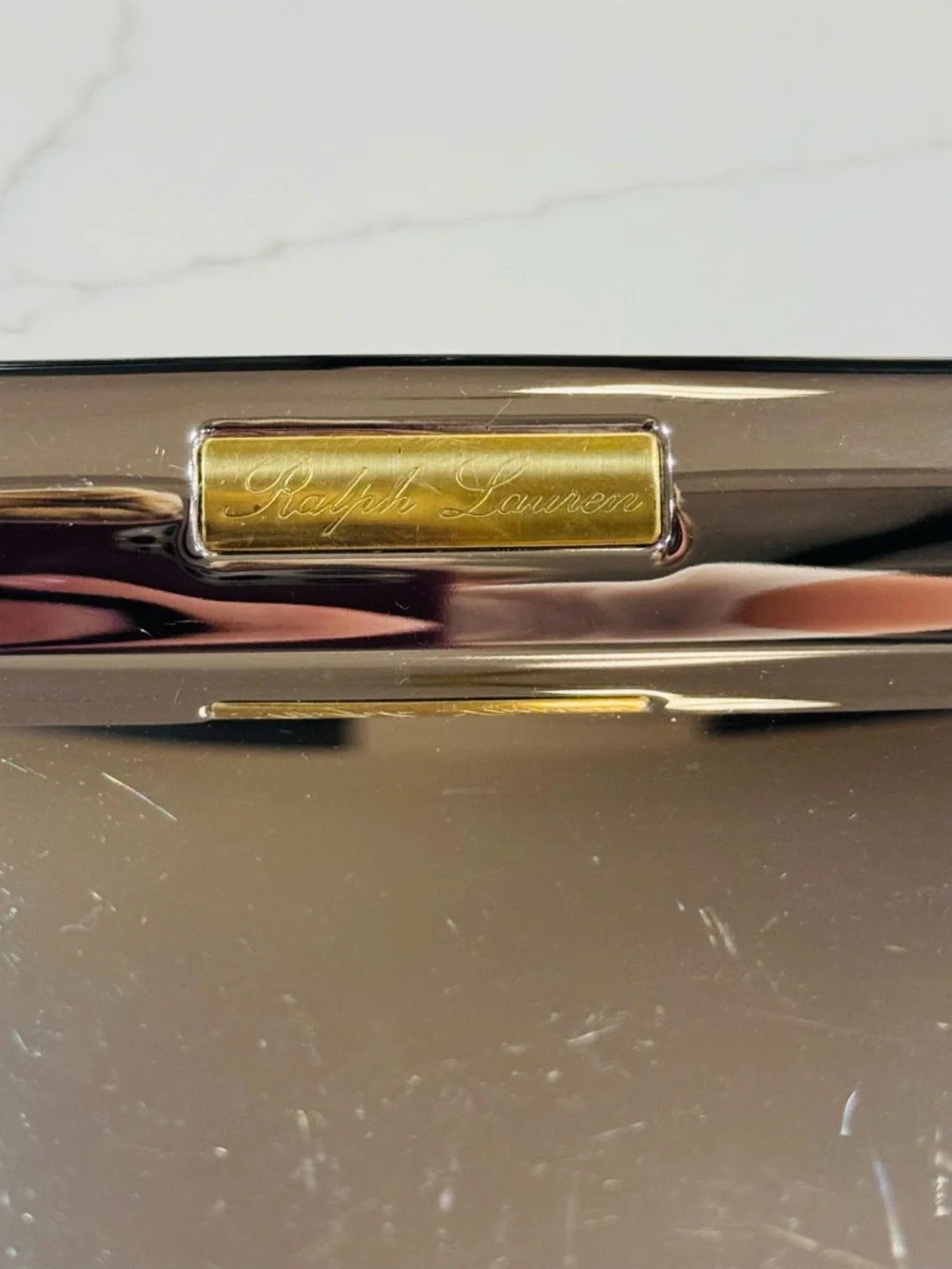 Ralph Lauren Silver Serving Tray Vanity Catchall Designer Home Decor 9” Vintage
